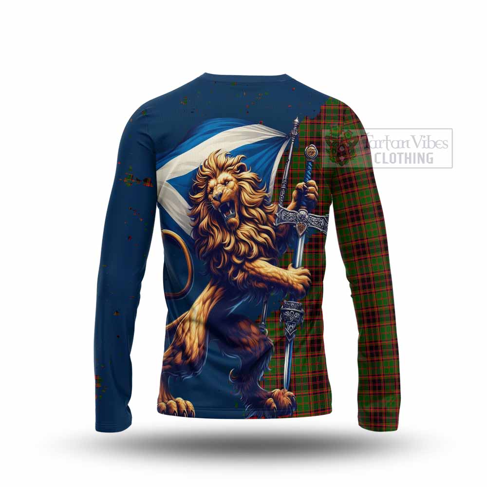 Tartan Vibes Clothing Buchan Tartan Family Crest Long Sleeve T-Shirt with Scottish Majestic Lion