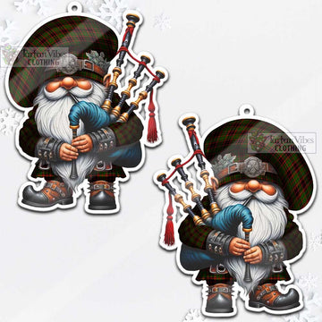 Buchan Tartan Bagpiper Gnome Christmas Ornament