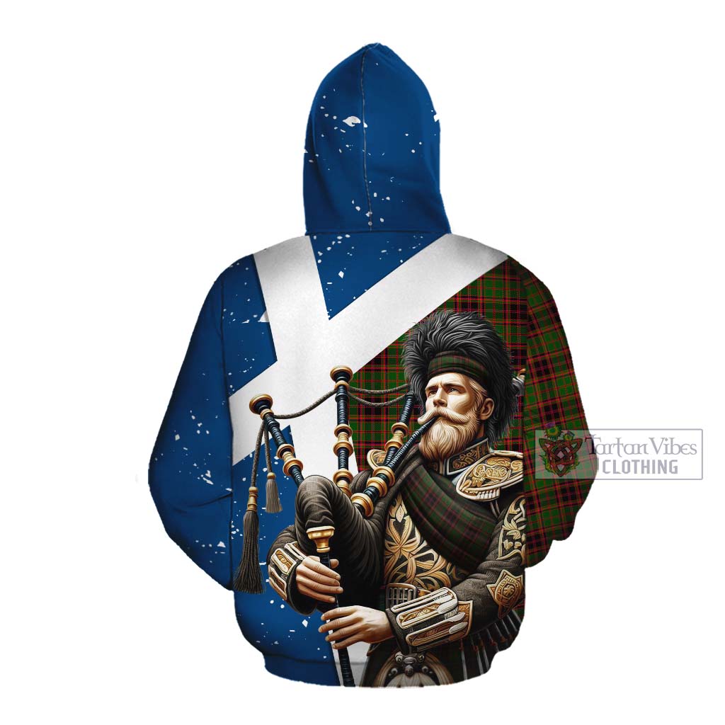 Tartan Vibes Clothing Buchan Tartan Cotton Hoodie with Family Crest Scottish Bagpiper Vibes