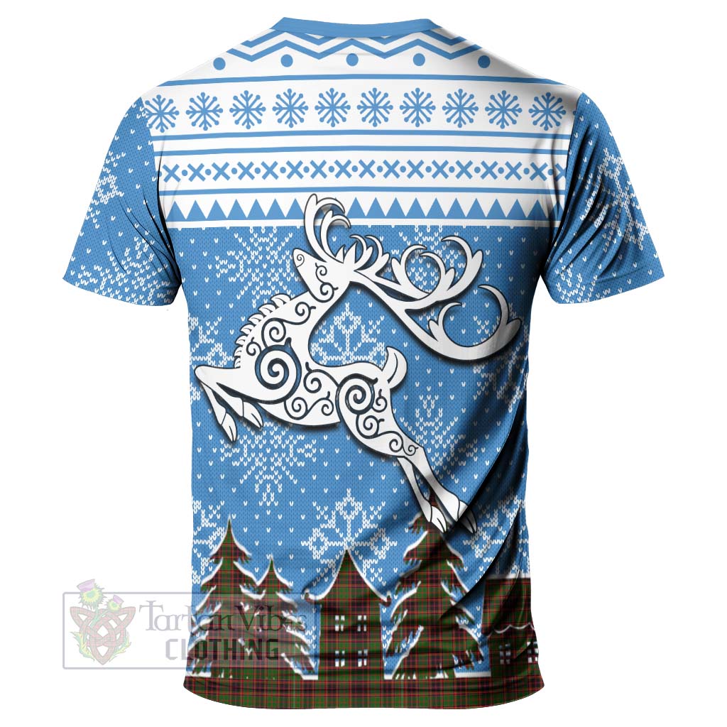 Tartan Vibes Clothing Buchan Clan Christmas T-Shirt Celtic Reindeer Style