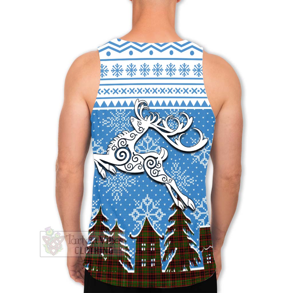 Tartan Vibes Clothing Buchan Clan Christmas Men's Tank Top Celtic Reindeer Style