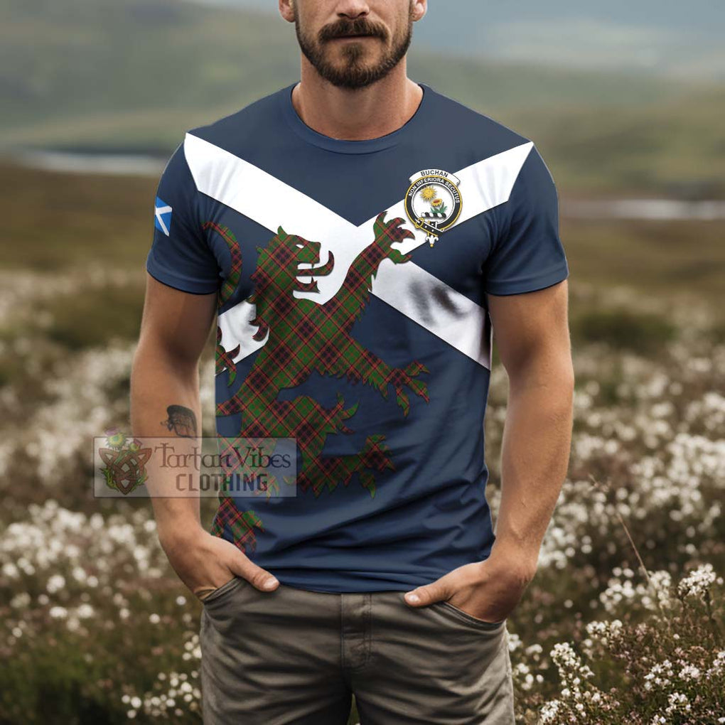 Tartan Vibes Clothing Buchan Tartan Lion Rampant T-Shirt – Proudly Display Your Heritage with Alba Gu Brath and Clan Name