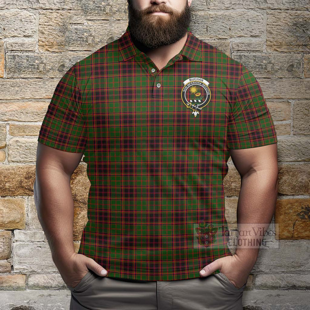 Tartan Vibes Clothing Buchan Tartan Polo Shirt with Family Crest Celtic Skull Style