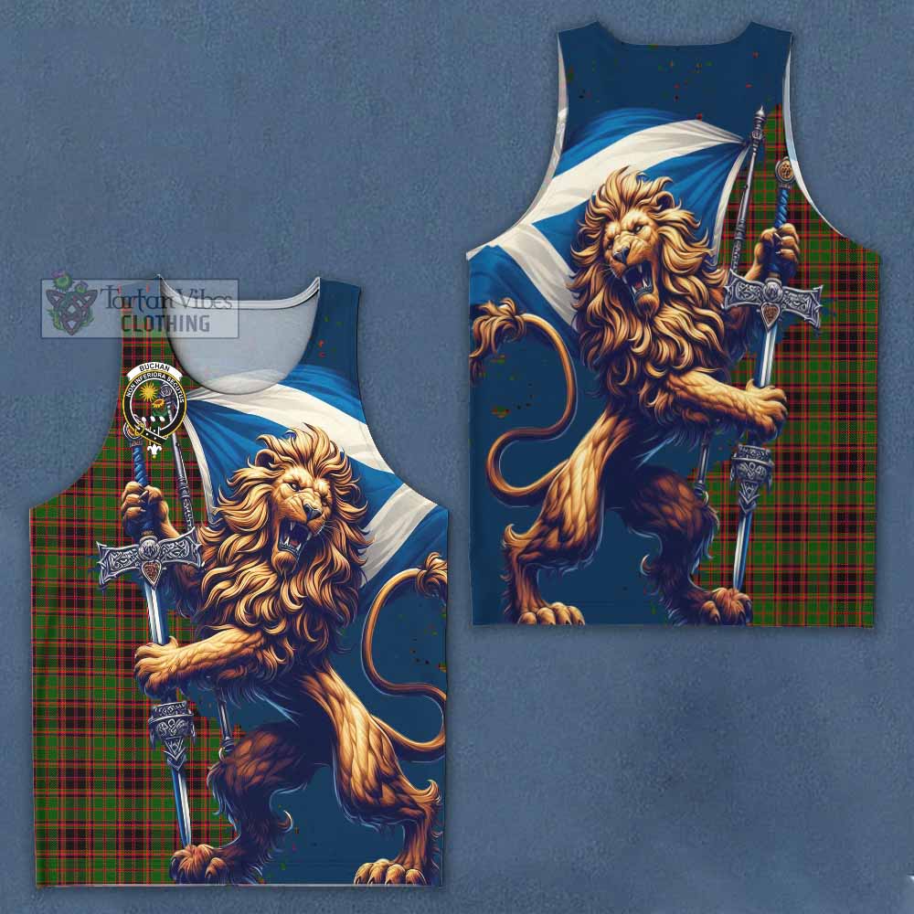 Tartan Vibes Clothing Buchan Tartan Family Crest Men's Tank Top with Scottish Majestic Lion