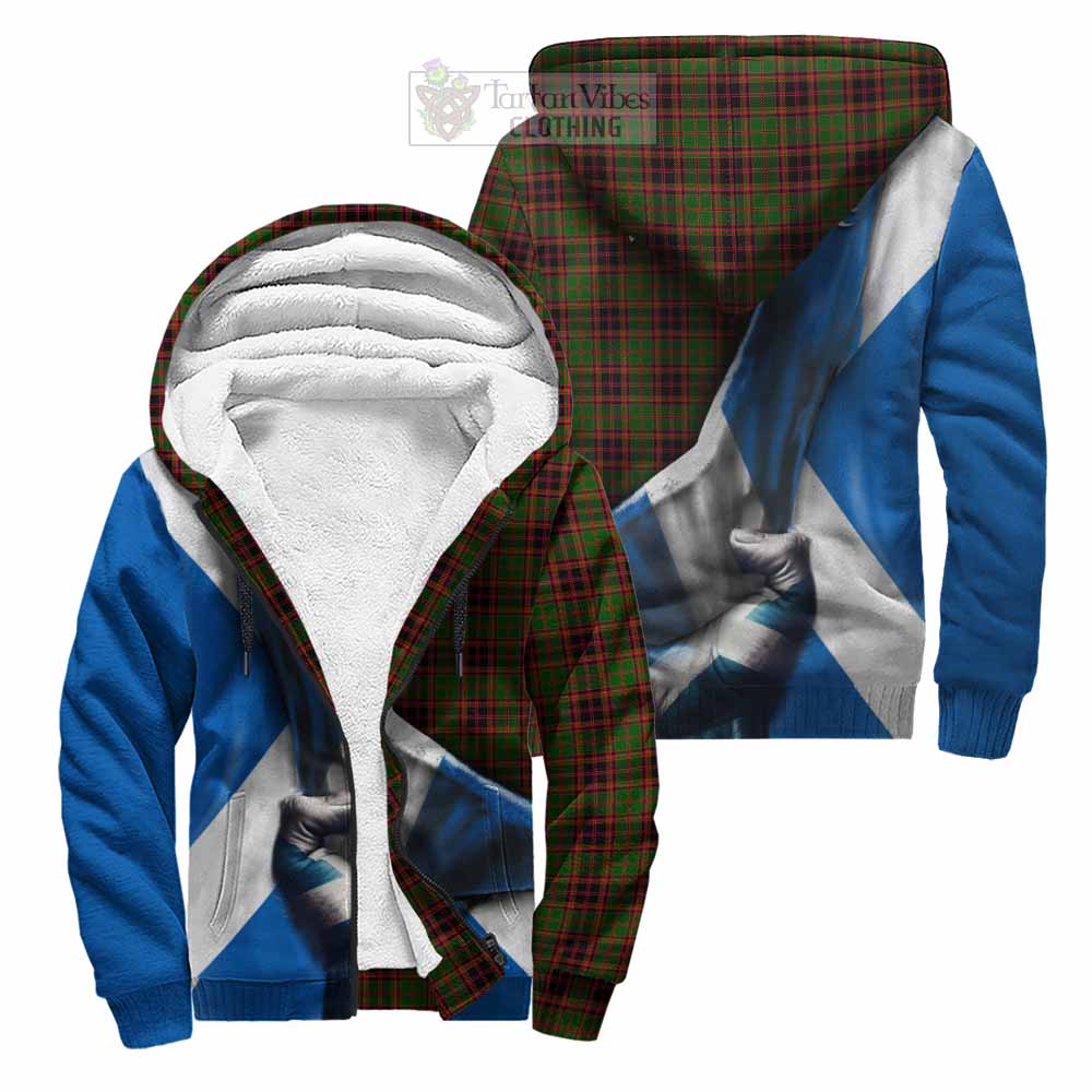 Tartan Vibes Clothing Buchan Tartan Sherpa Hoodie with Family Crest Scotland Patriotic Style