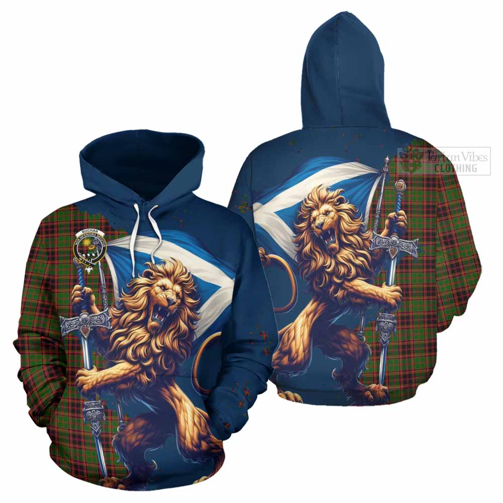 Tartan Vibes Clothing Buchan Tartan Family Crest Hoodie with Scottish Majestic Lion