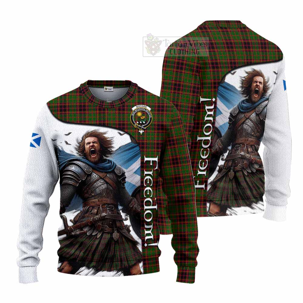 Tartan Vibes Clothing Buchan Crest Tartan Knitted Sweater Inspired by the Freedom of Scottish Warrior