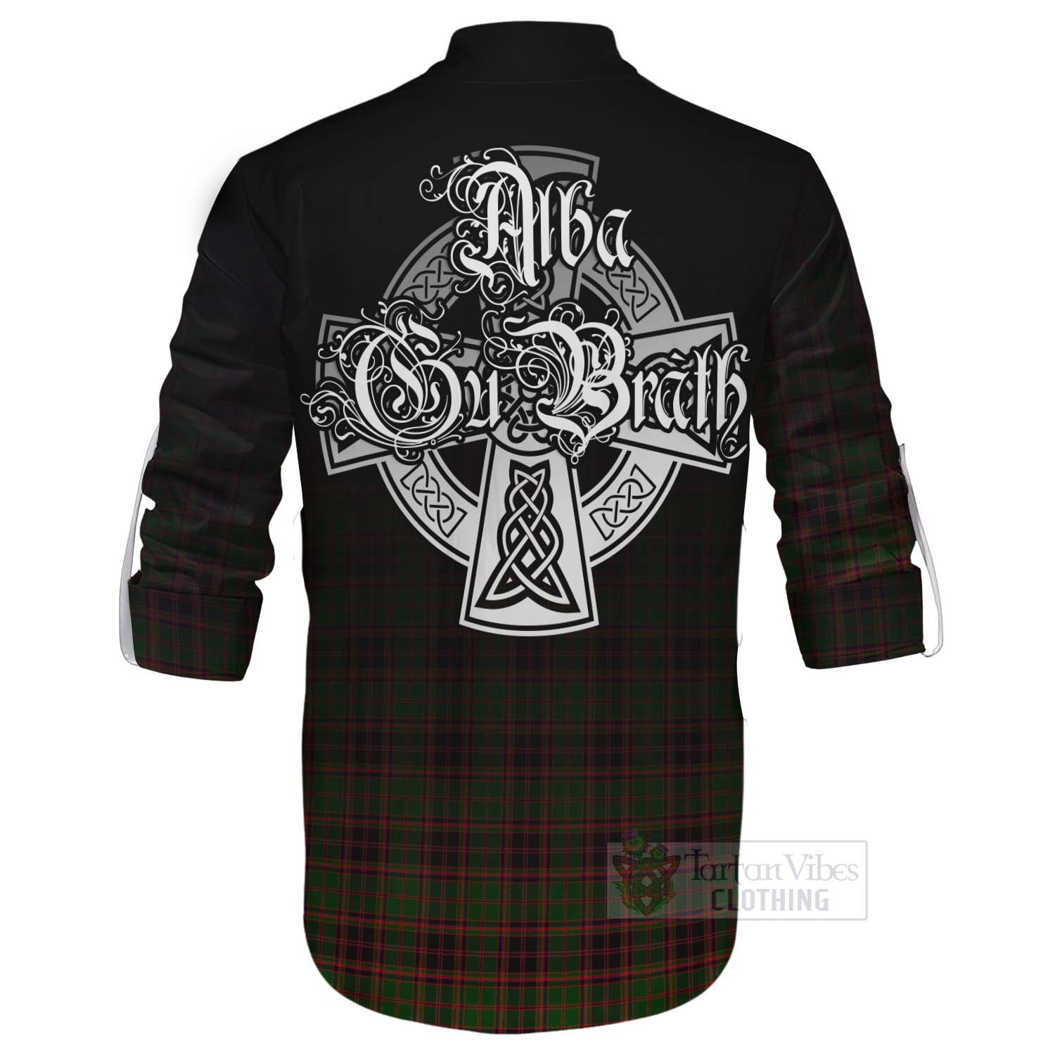 Tartan Vibes Clothing Buchan Tartan Ghillie Kilt Shirt Featuring Alba Gu Brath Family Crest Celtic Inspired