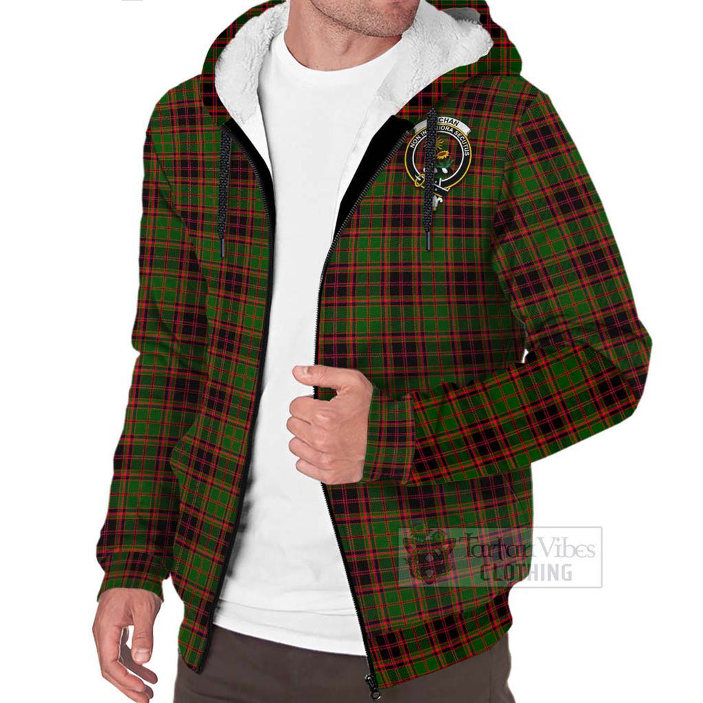 Tartan Vibes Clothing Buchan Tartan Sherpa Hoodie with Family Crest Celtic Skull Style