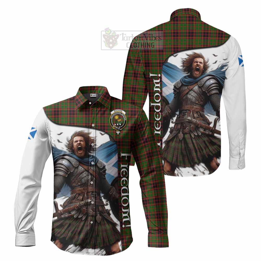 Tartan Vibes Clothing Buchan Crest Tartan Long Sleeve Button Shirt Inspired by the Freedom of Scottish Warrior