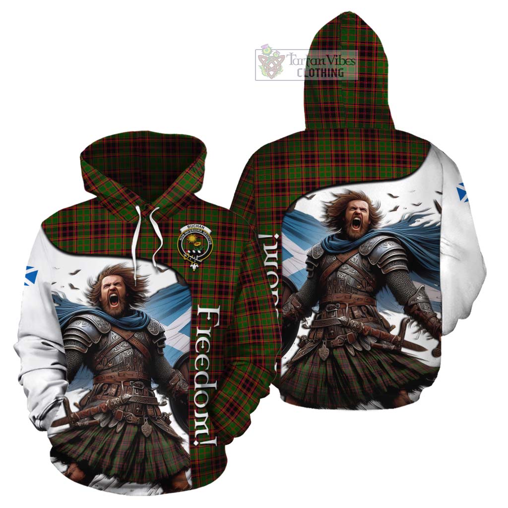 Tartan Vibes Clothing Buchan Crest Tartan Cotton Hoodie Inspired by the Freedom of Scottish Warrior