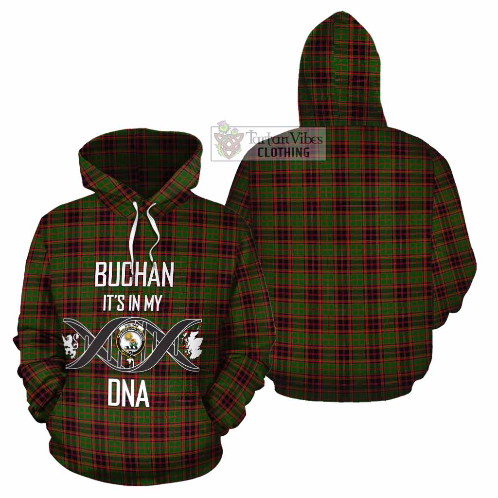 Tartan Vibes Clothing Buchan Tartan Cotton Hoodie with Family Crest DNA In Me Style