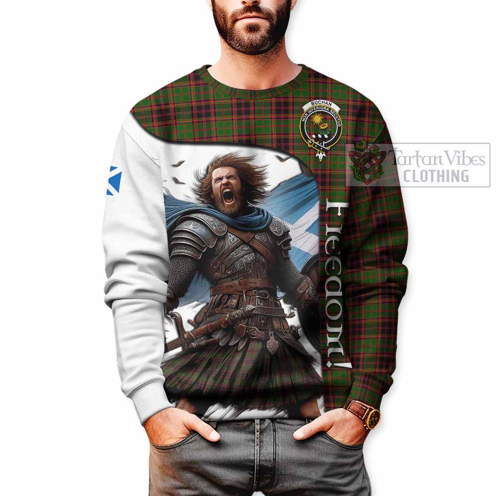 Tartan Vibes Clothing Buchan Crest Tartan Sweatshirt Inspired by the Freedom of Scottish Warrior