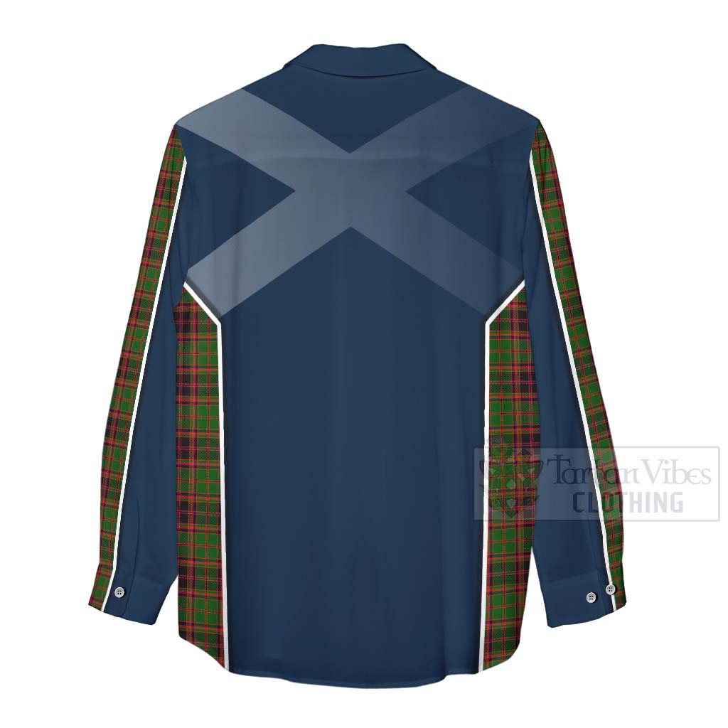 Tartan Vibes Clothing Buchan Tartan Women's Casual Shirt with Family Crest and Scottish Thistle Vibes Sport Style