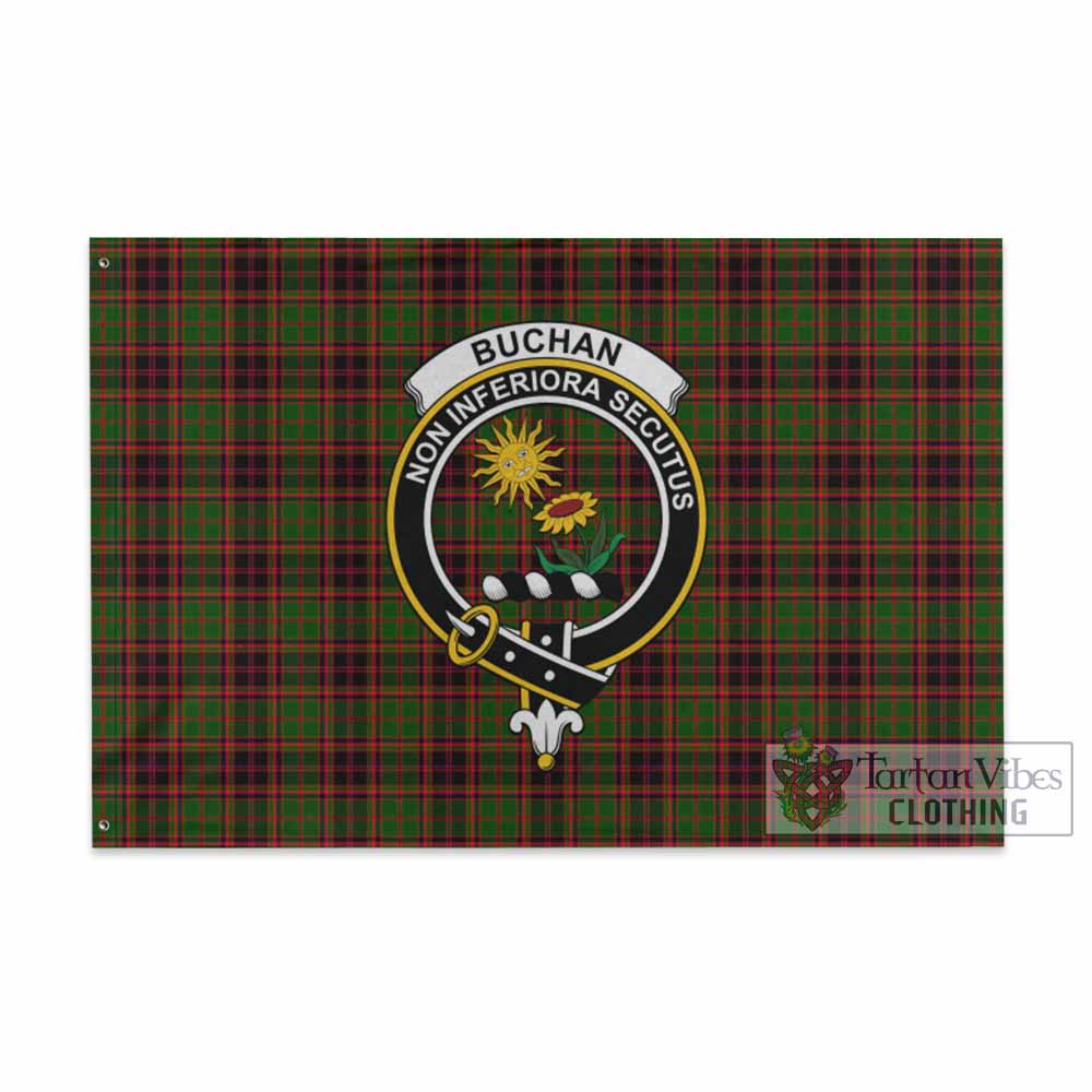 Tartan Vibes Clothing Buchan Tartan House Flag with Family Crest