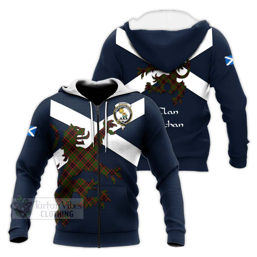 Tartan Vibes Clothing Buchan Tartan Lion Rampant Knitted Hoodie – Proudly Display Your Heritage with Alba Gu Brath and Clan Name