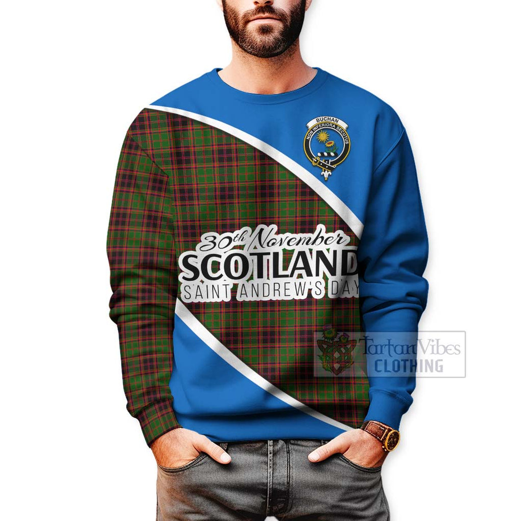 Tartan Vibes Clothing Buchan Family Crest Tartan Sweatshirt Celebrate Saint Andrew's Day in Style