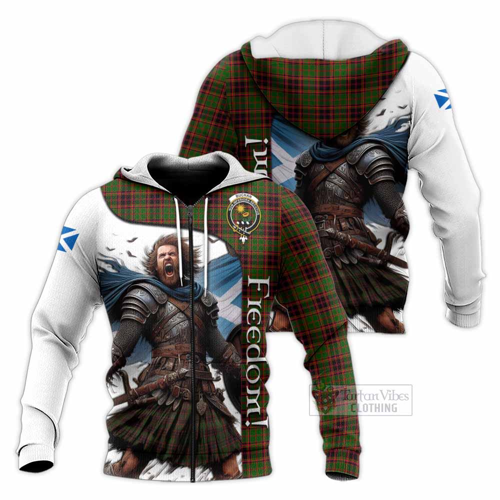 Tartan Vibes Clothing Buchan Crest Tartan Knitted Hoodie Inspired by the Freedom of Scottish Warrior