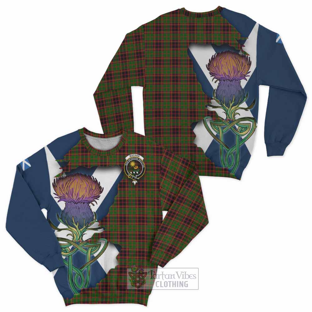 Buchan Tartan Family Crest Sweatshirt Scottish Thistle Celtic Inspired - Tartan Vibes Clothing