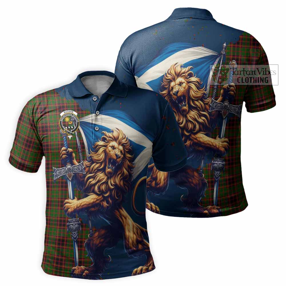 Tartan Vibes Clothing Buchan Tartan Family Crest Men's Polo Shirt with Scottish Majestic Lion