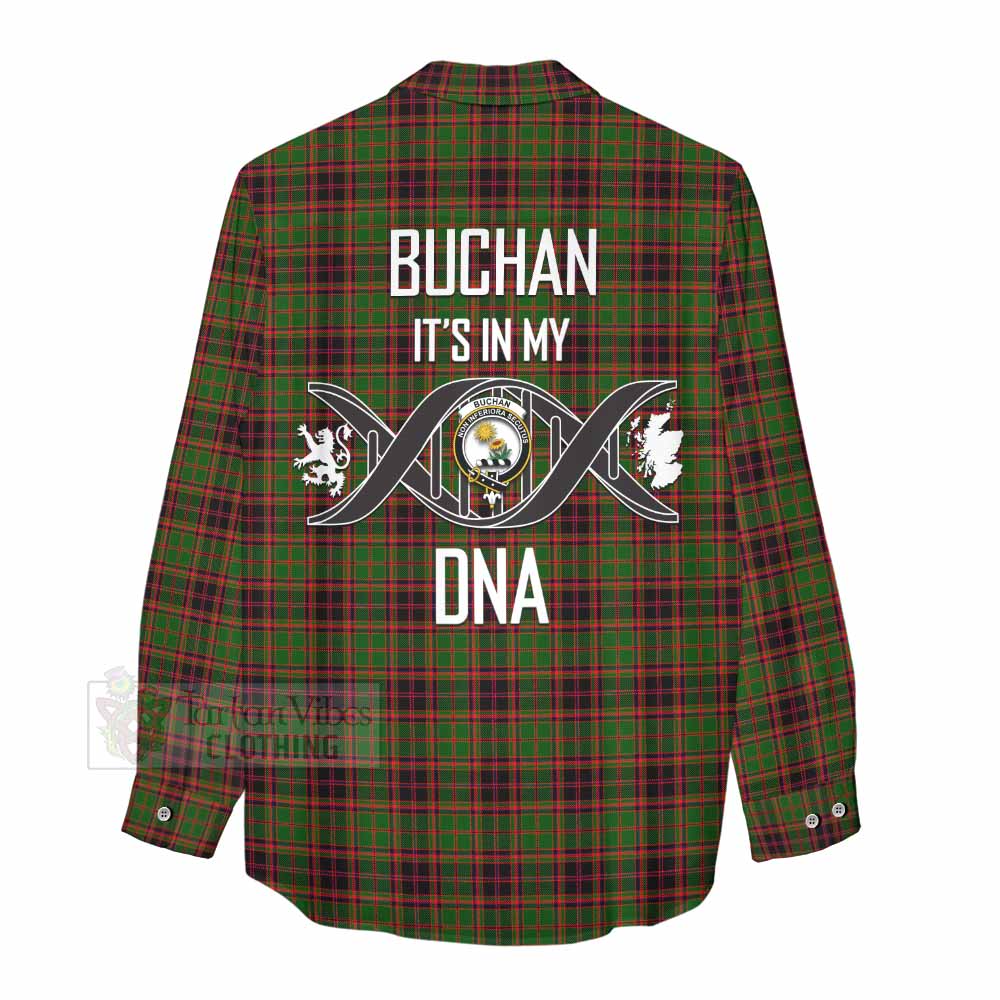 Tartan Vibes Clothing Buchan Tartan Women's Casual Shirt with Family Crest DNA In Me Style