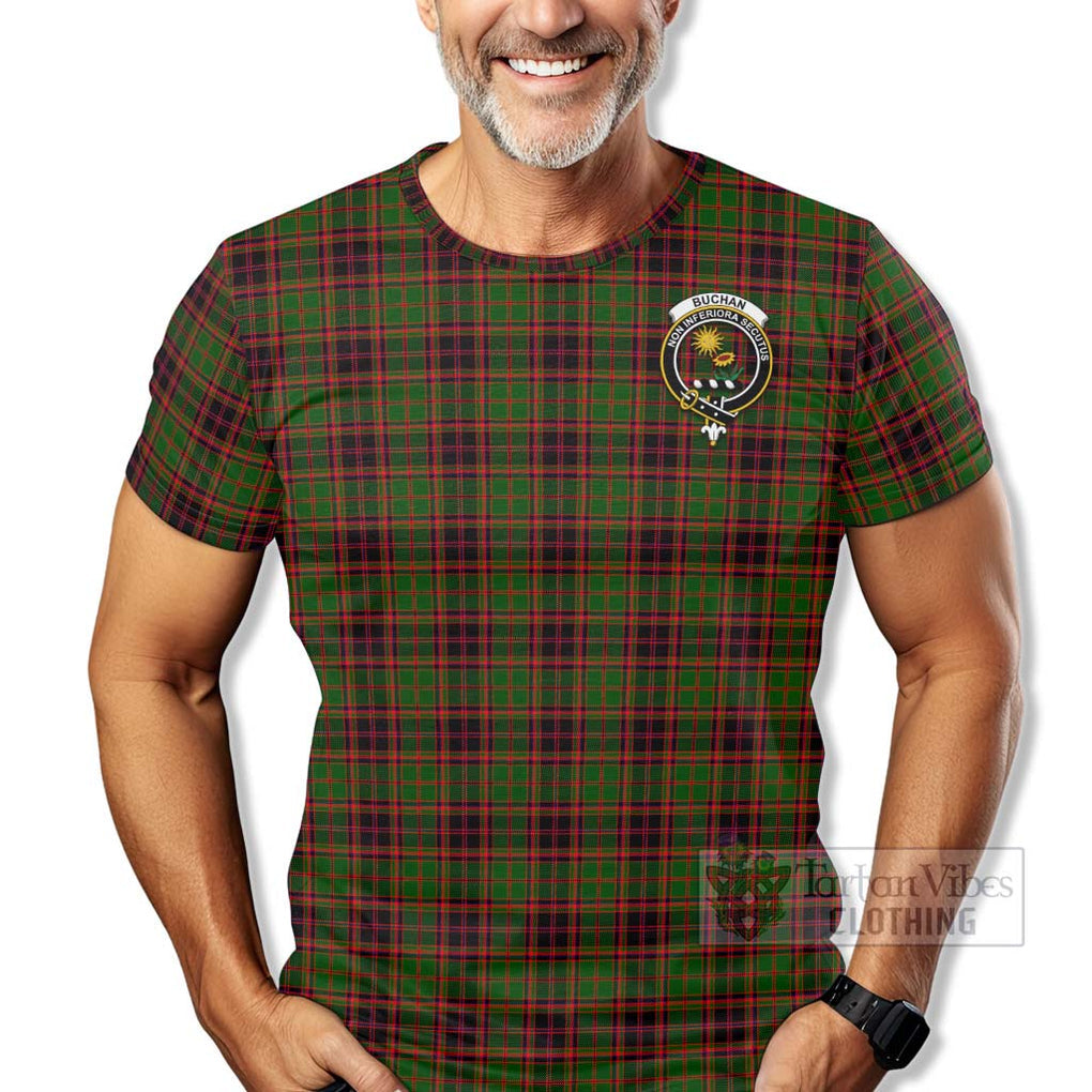 Tartan Vibes Clothing Buchan Tartan T-Shirt with Family Crest Celtic Skull Style