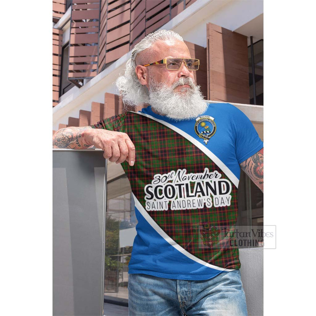 Tartan Vibes Clothing Buchan Family Crest Tartan Cotton T-shirt Celebrate Saint Andrew's Day in Style