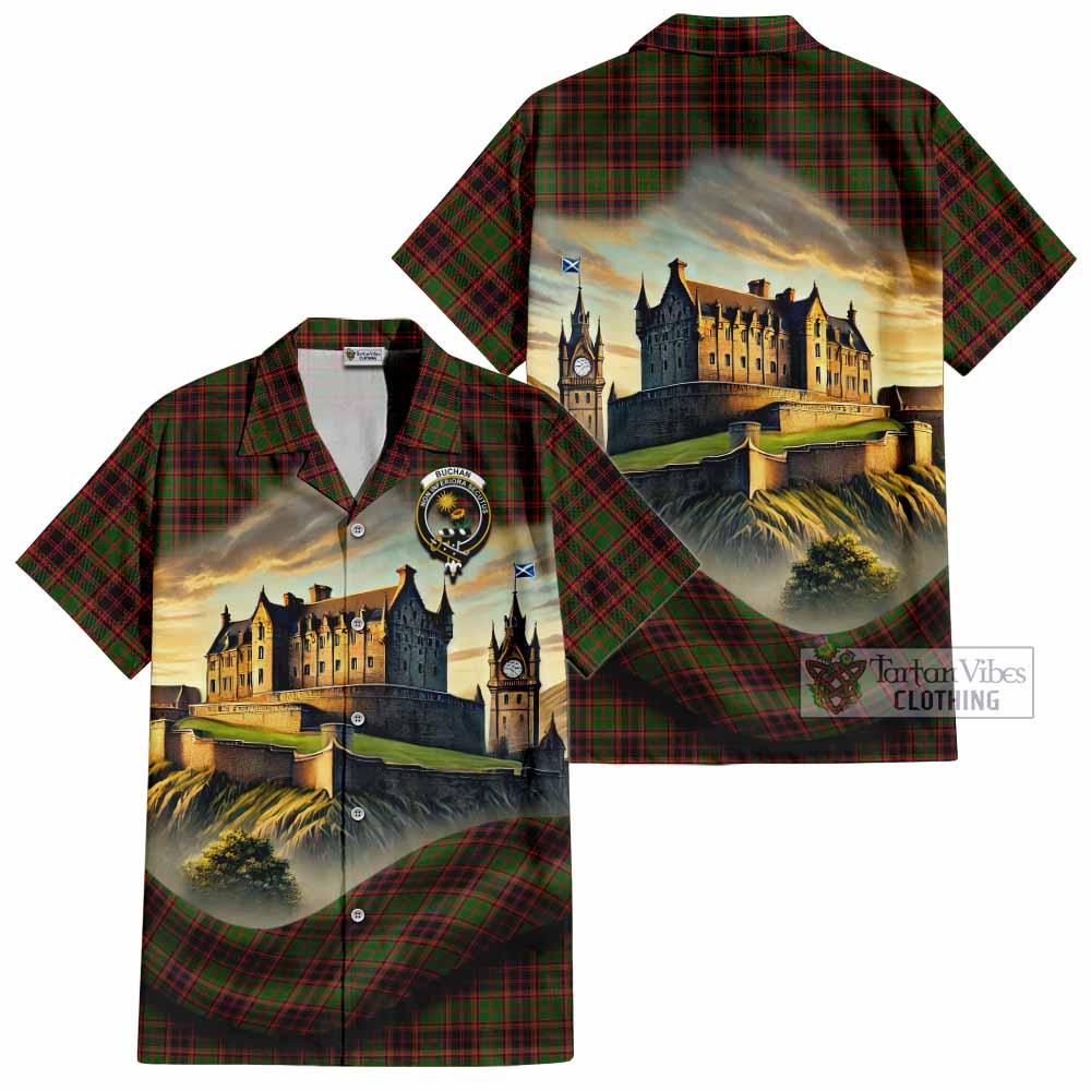 Buchan Tartan Family Crest Hawaiian Shirt with Scottish Ancient Castle Style - Tartan Vibes Clothing