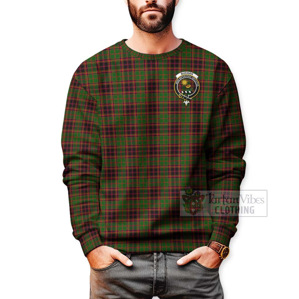 Tartan Vibes Clothing Buchan Tartan Sweatshirt with Family Crest Celtic Skull Style