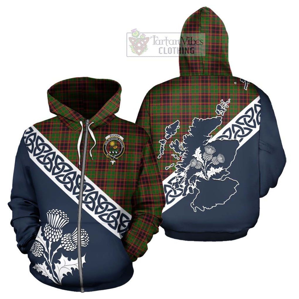 Tartan Vibes Clothing Buchan Tartan Hoodie Featuring Thistle and Scotland Map