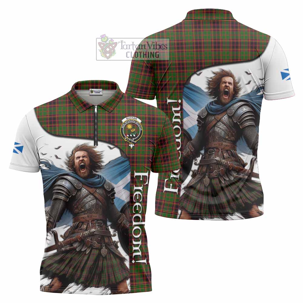 Tartan Vibes Clothing Buchan Crest Tartan Zipper Polo Shirt Inspired by the Freedom of Scottish Warrior