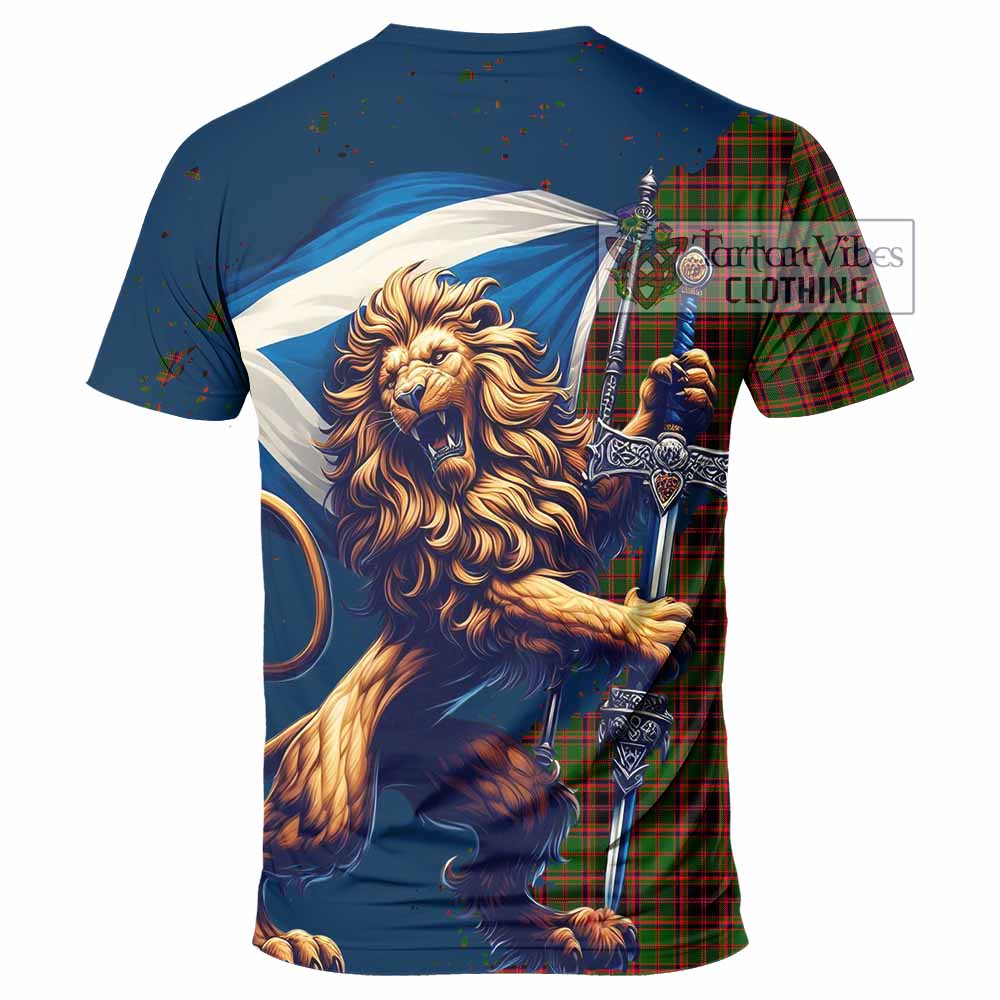 Tartan Vibes Clothing Buchan Tartan Family Crest T-Shirt with Scottish Majestic Lion