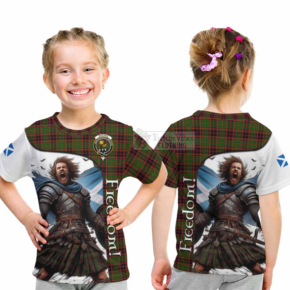 Tartan Vibes Clothing Buchan Crest Tartan Kid T-Shirt Inspired by the Freedom of Scottish Warrior