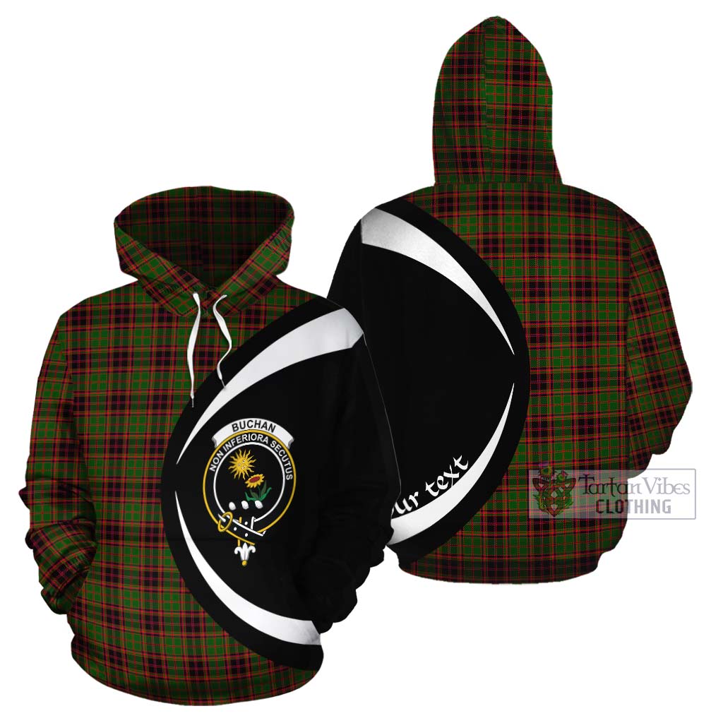 Tartan Vibes Clothing Buchan Tartan Cotton Hoodie with Family Crest Circle Style