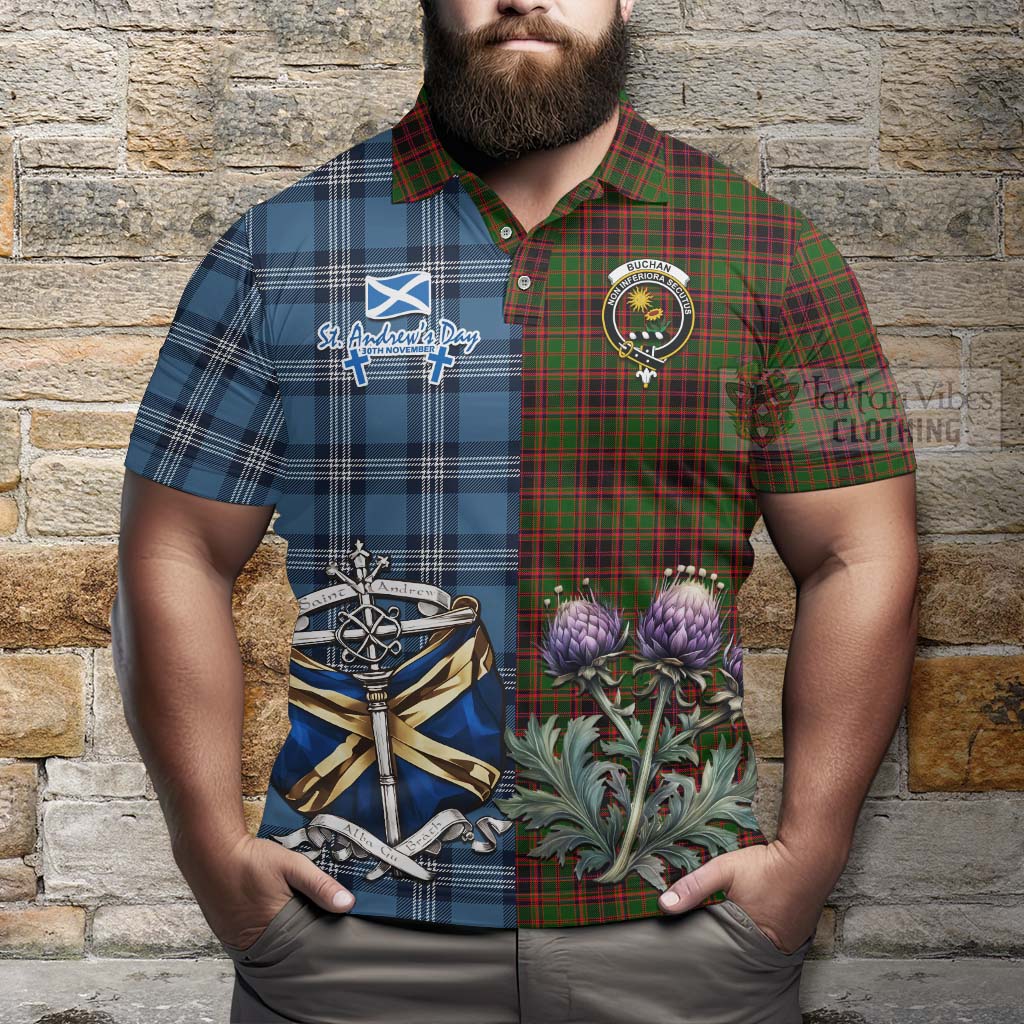 Tartan Vibes Clothing Buchan Tartan Polo Shirt Happy St. Andrew's Day Half Tartan Style