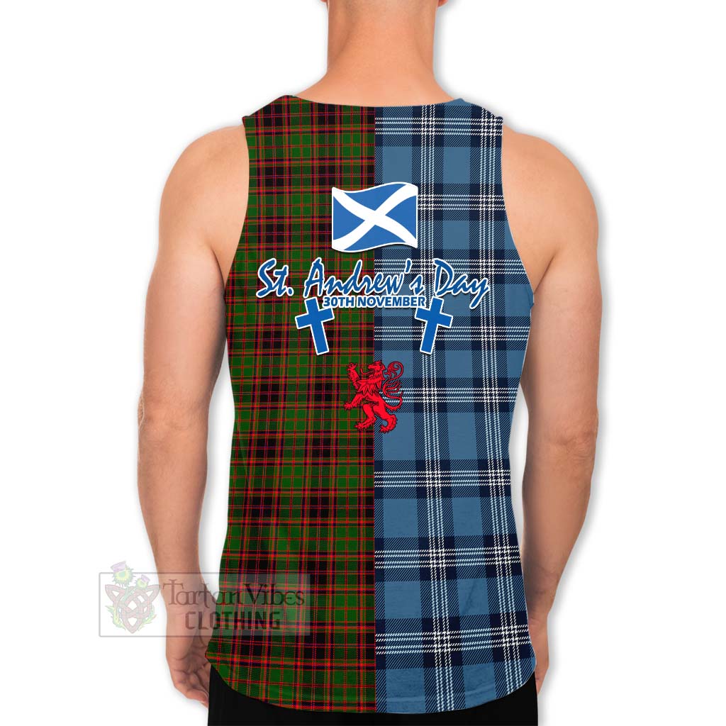 Tartan Vibes Clothing Buchan Tartan Men's Tank Top Happy St. Andrew's Day Half Tartan Style