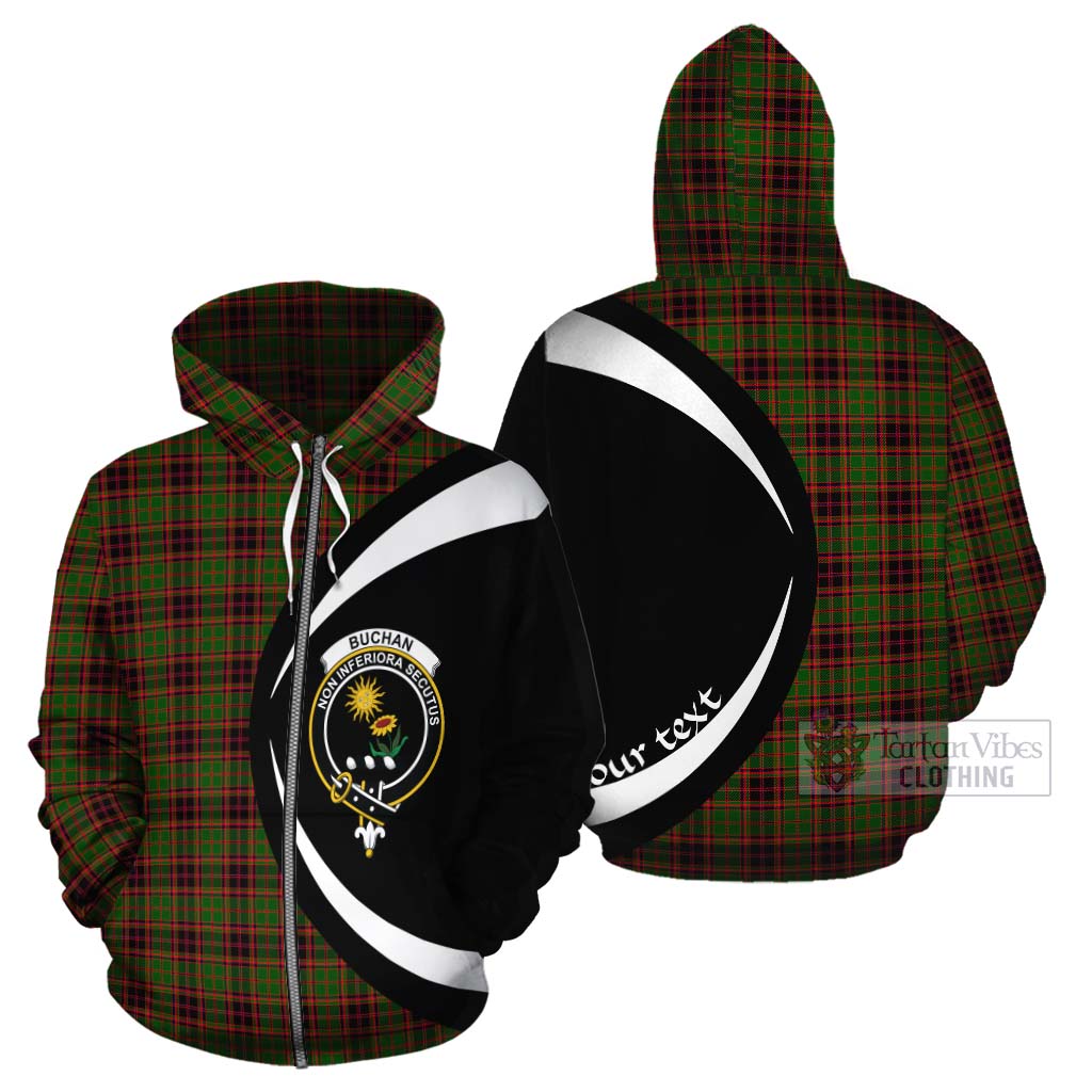 Tartan Vibes Clothing Buchan Tartan Cotton Hoodie with Family Crest Circle Style