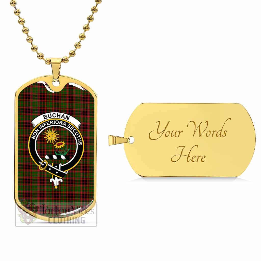 Tartan Vibes Clothing Buchan Tartan Dog Tag Necklace with Family Crest