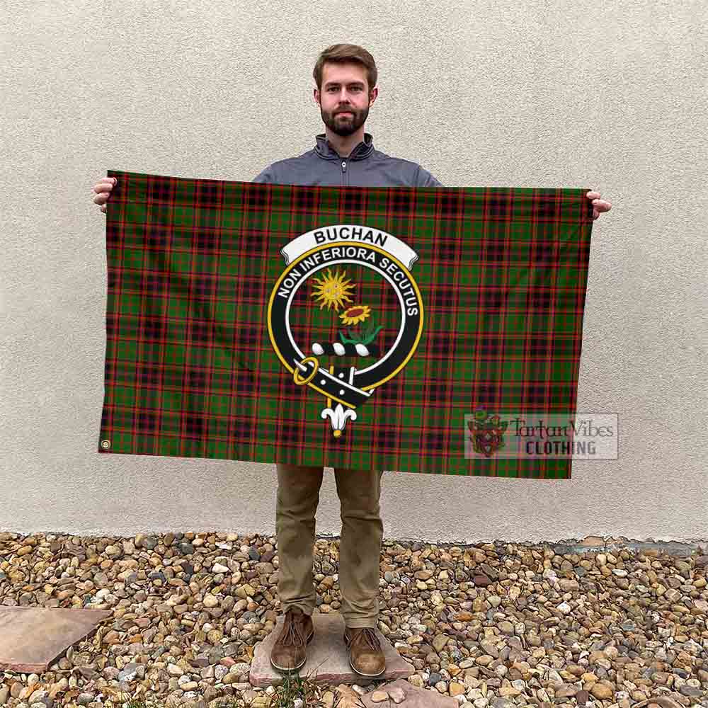 Tartan Vibes Clothing Buchan Tartan House Flag with Family Crest