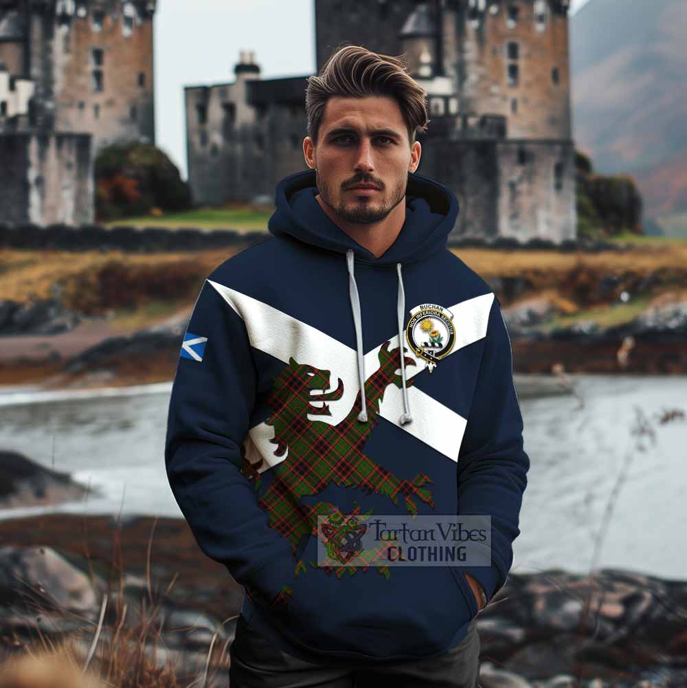 Tartan Vibes Clothing Buchan Tartan Lion Rampant Cotton Hoodie Proudly Display Your Heritage with Alba Gu Brath and Clan Name