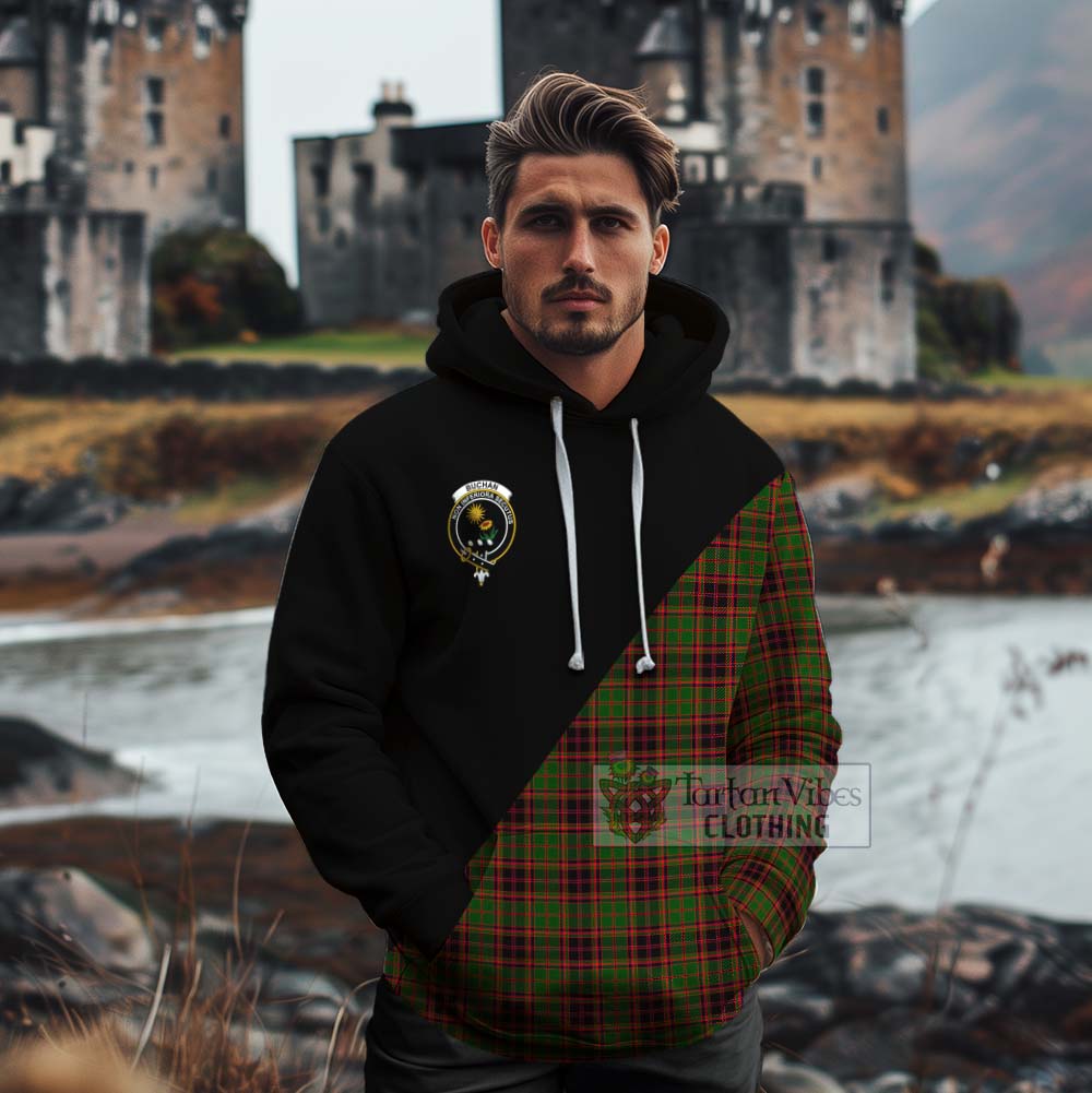 Tartan Vibes Clothing Buchan Tartan Cotton Hoodie with Family Crest and Military Logo Style