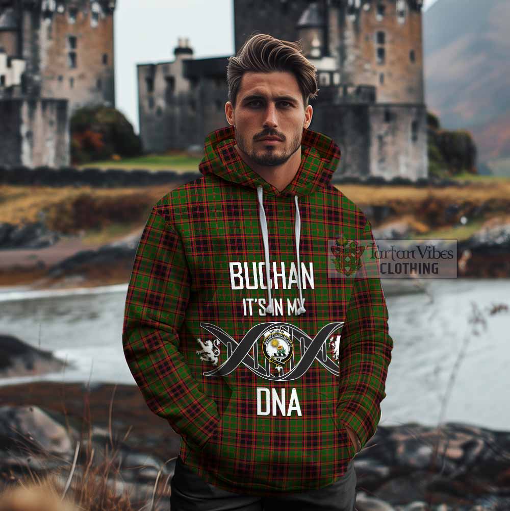 Tartan Vibes Clothing Buchan Tartan Cotton Hoodie with Family Crest DNA In Me Style