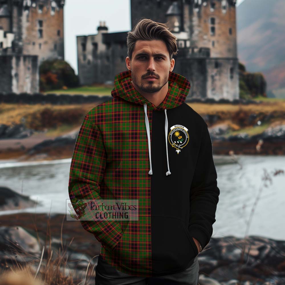 Tartan Vibes Clothing Buchan Tartan Cotton Hoodie with Family Crest and Half Of Me Style