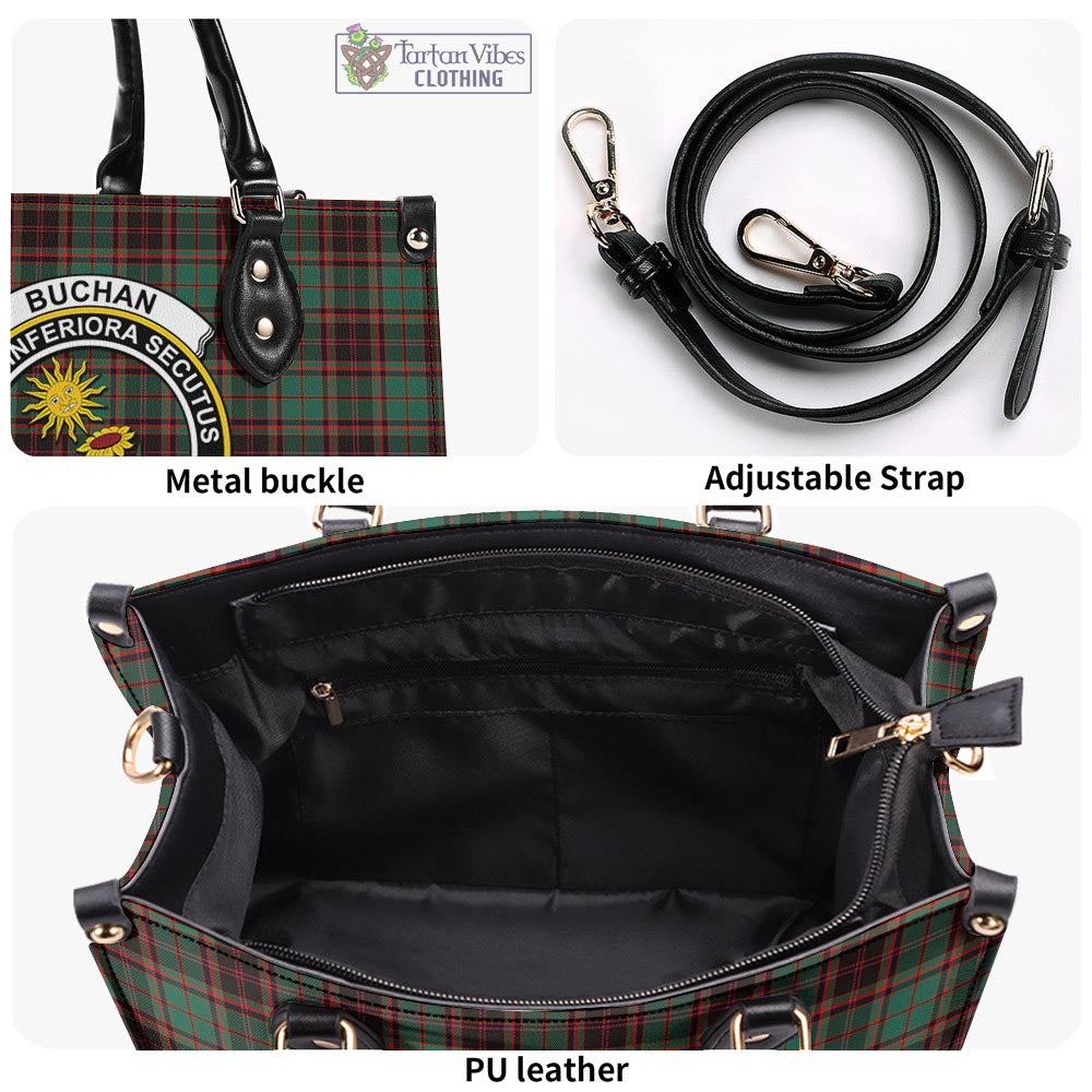 Tartan Vibes Clothing Buchan Ancient Tartan Luxury Leather Handbags with Family Crest