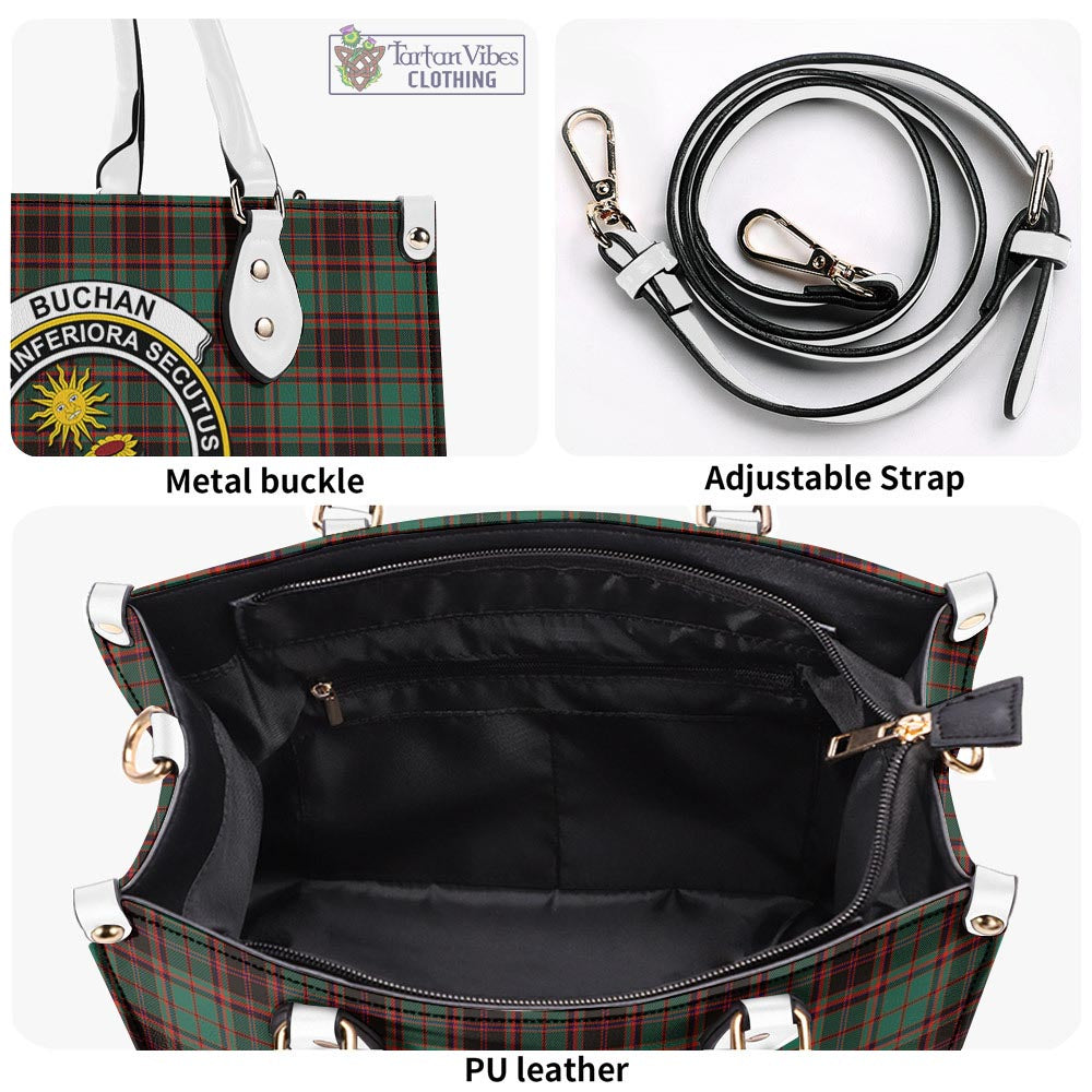 Tartan Vibes Clothing Buchan Ancient Tartan Luxury Leather Handbags with Family Crest