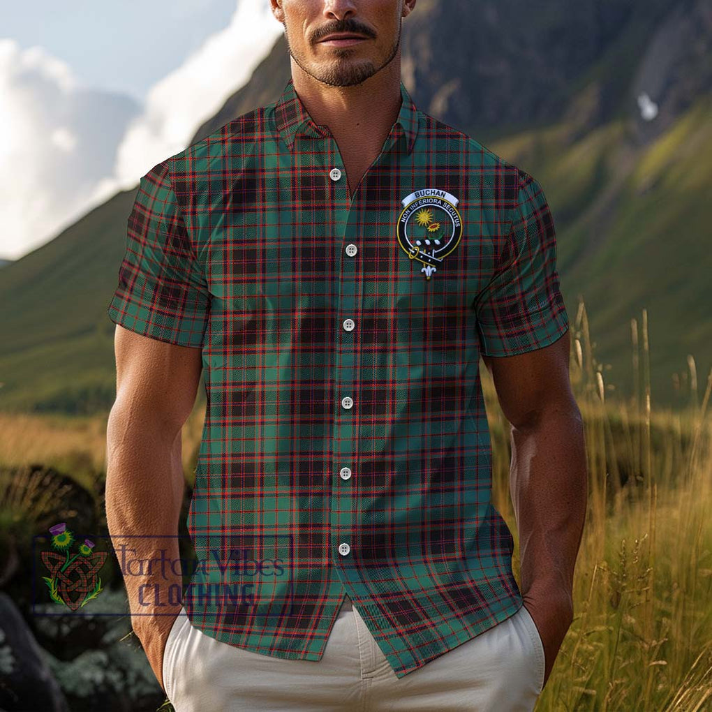 Buchan Ancient Tartan Cotton Hawaiian Shirt with Family Crest Adult - Tartan Vibes Clothing