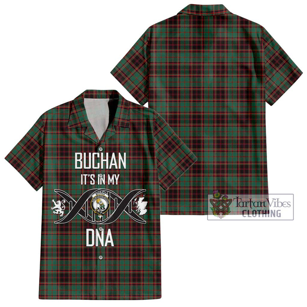 Buchan Ancient Tartan Short Sleeve Button Shirt with Family Crest DNA In Me Style Kid - Tartanvibesclothing Shop