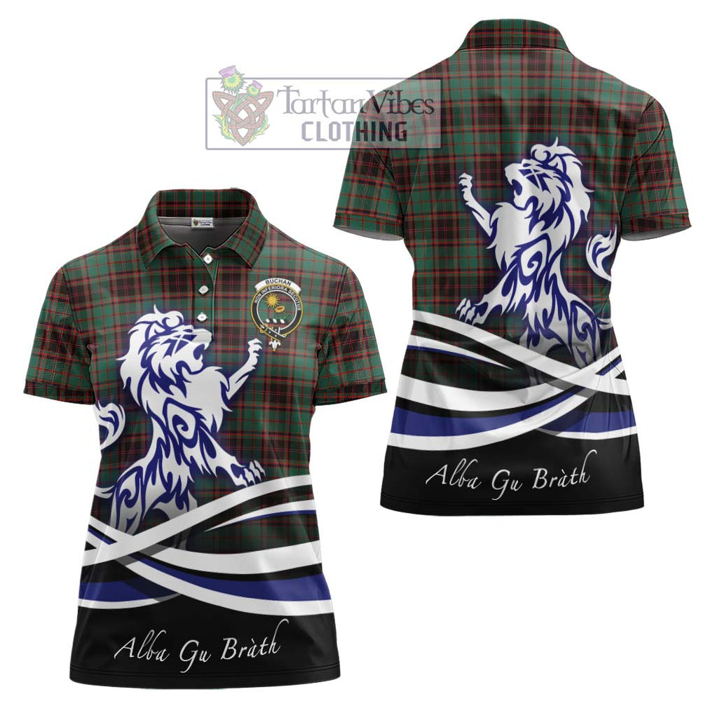 Buchan Ancient Tartan Women's Polo Shirt with Alba Gu Brath Regal Lion Emblem Women - Tartanvibesclothing Shop