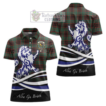 Buchan Ancient Tartan Women's Polo Shirt with Alba Gu Brath Regal Lion Emblem