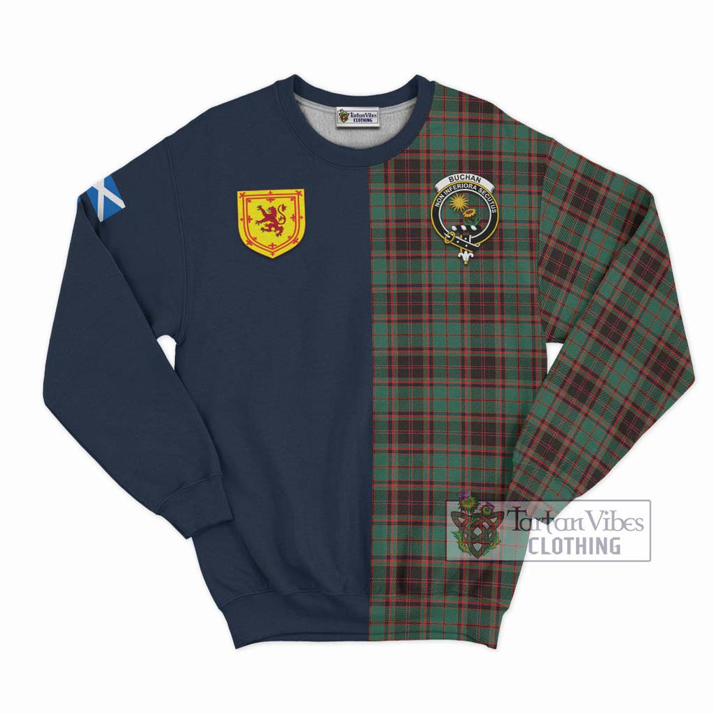 Tartan Vibes Clothing Buchan Ancient Tartan Sweatshirt with Scottish Lion Royal Arm Half Style